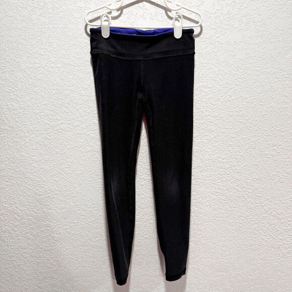 Ivivva by Lululemon Black Leggings Girls 7 High Waist Athletic Pocket Comfort - Picture 1 of 7